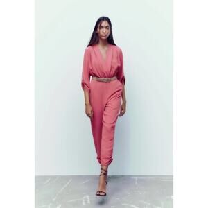 NWT ZARA BELTED WRAP JUMPSUIT